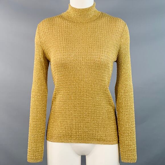 Nicole Sweaters - NICOLE Vintage Size M Gold Metallic Polyester Blend Knit Turtleneck Sweater